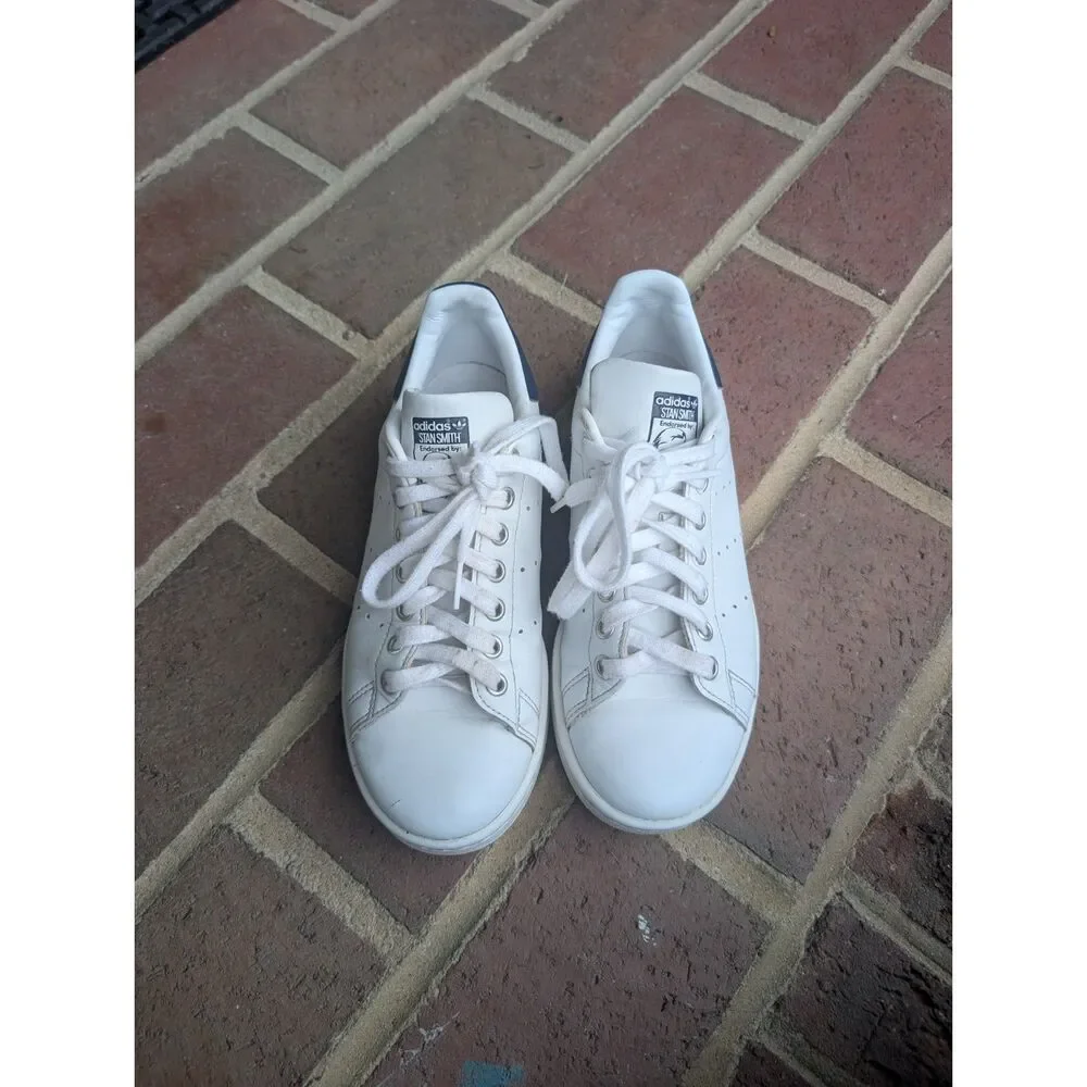 Adidas Stan Smith Primegreen Sneakers Womens 6.5 White Navy Leather